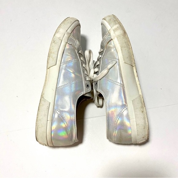 Superga White Iridescent Hologram Sneakers Trainers Size 9 Silver Metallic - Picture 7 of 16